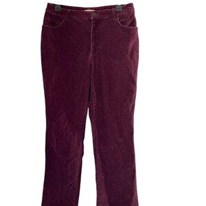 St. John's Bay Women's Corduroy Pants 10T High-Rise Bootcut Burgundy 31" Inseam